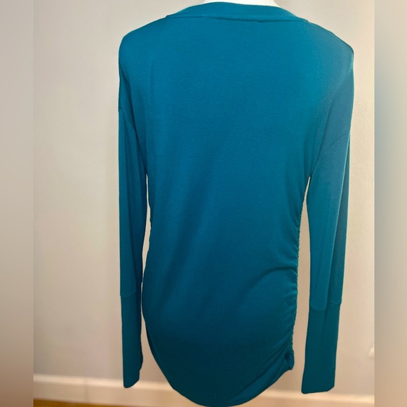 Athleta coastal teal nirvana modal drishti ruched sweater women’s size XS - Picture 4 of 7